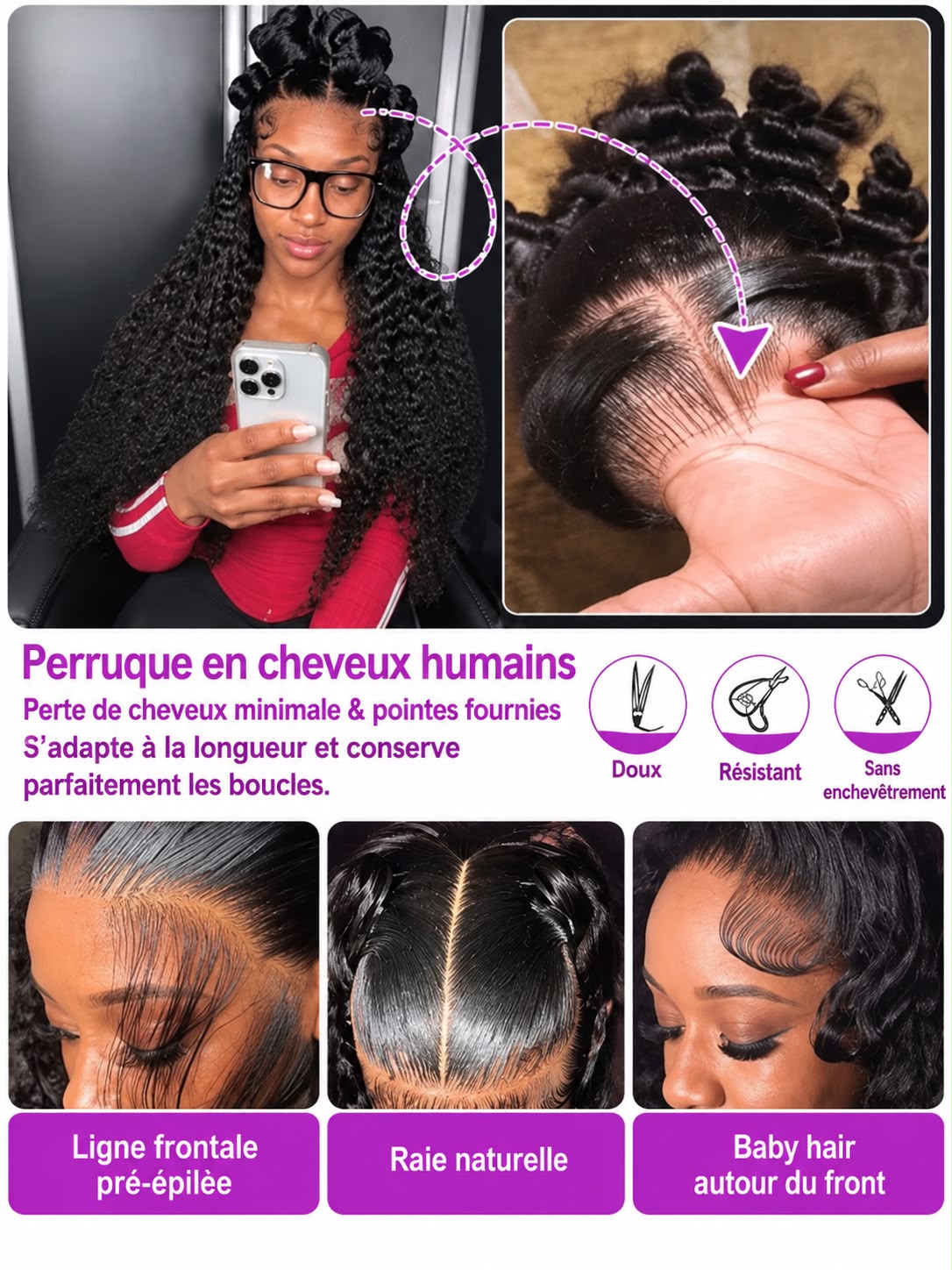 BELLORIA AMARA™ — Perruque Water Wave Glueless Luxe 7x5 HD Lace • Sans colle • Effet naturel • Prête à porter