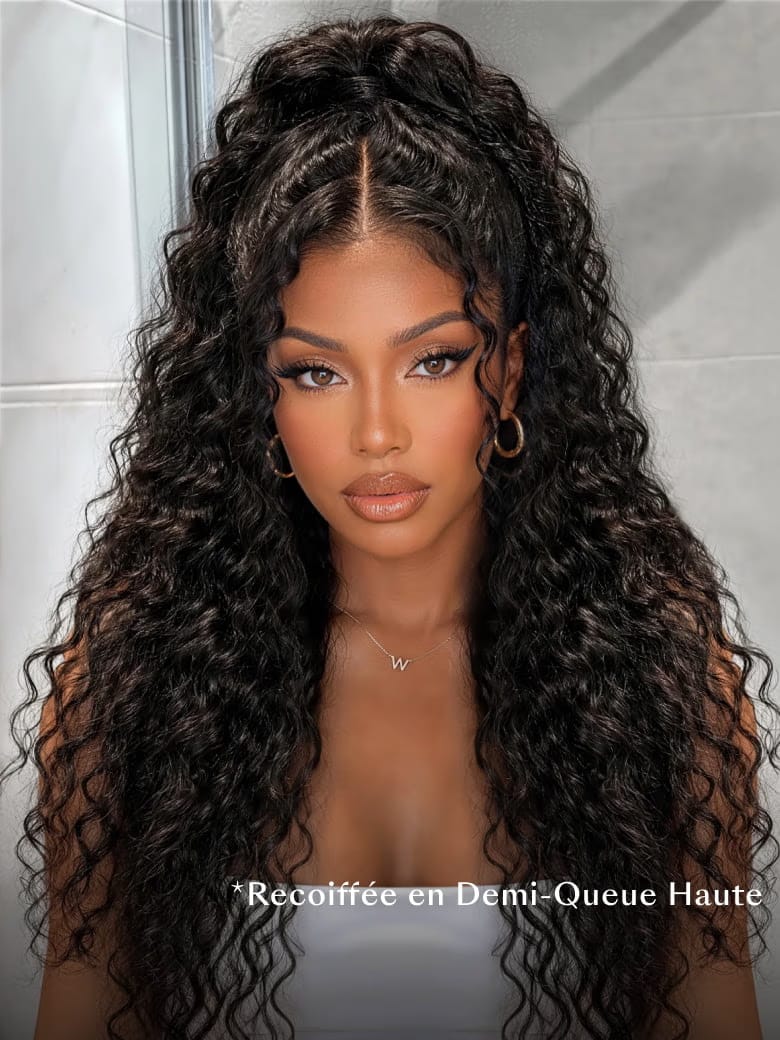 BELLORIA AMARA™ — Perruque Water Wave Glueless Luxe 7x5 HD Lace • Sans colle • Effet naturel • Prête à porter