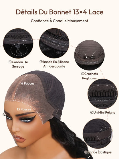 BELLORIA AMARA™ — Perruque Water Wave Glueless Luxe 7x5 HD Lace • Sans colle • Effet naturel • Prête à porter