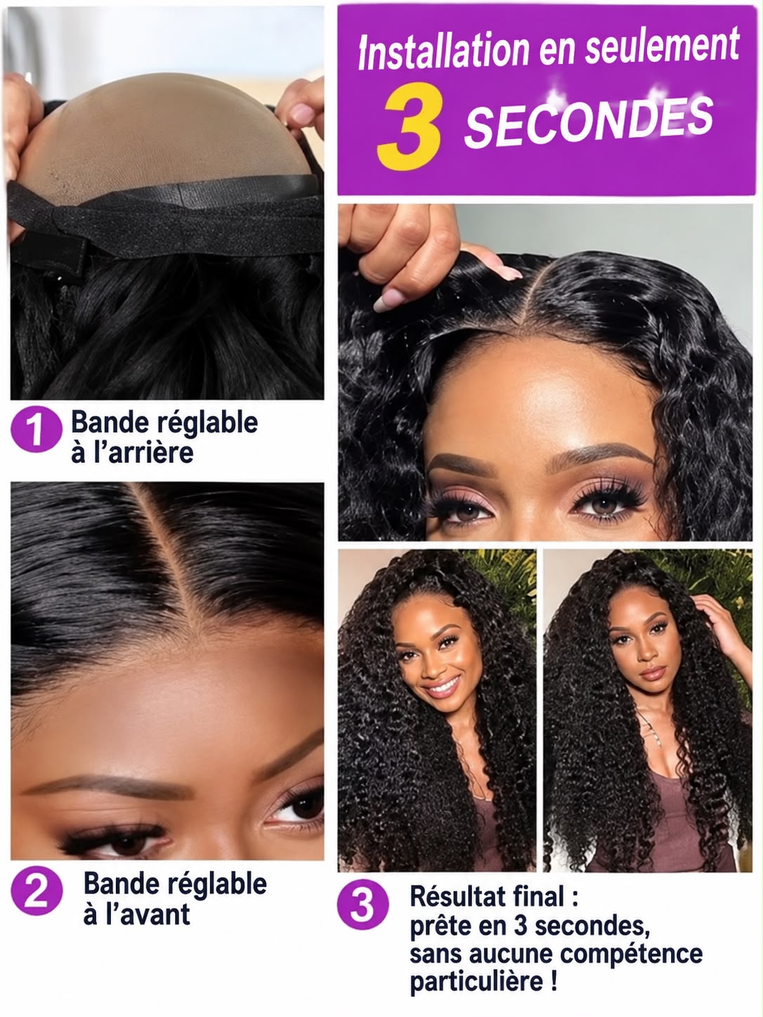 BELLORIA AMARA™ — Perruque Water Wave Glueless Luxe 7x5 HD Lace • Sans colle • Effet naturel • Prête à porter